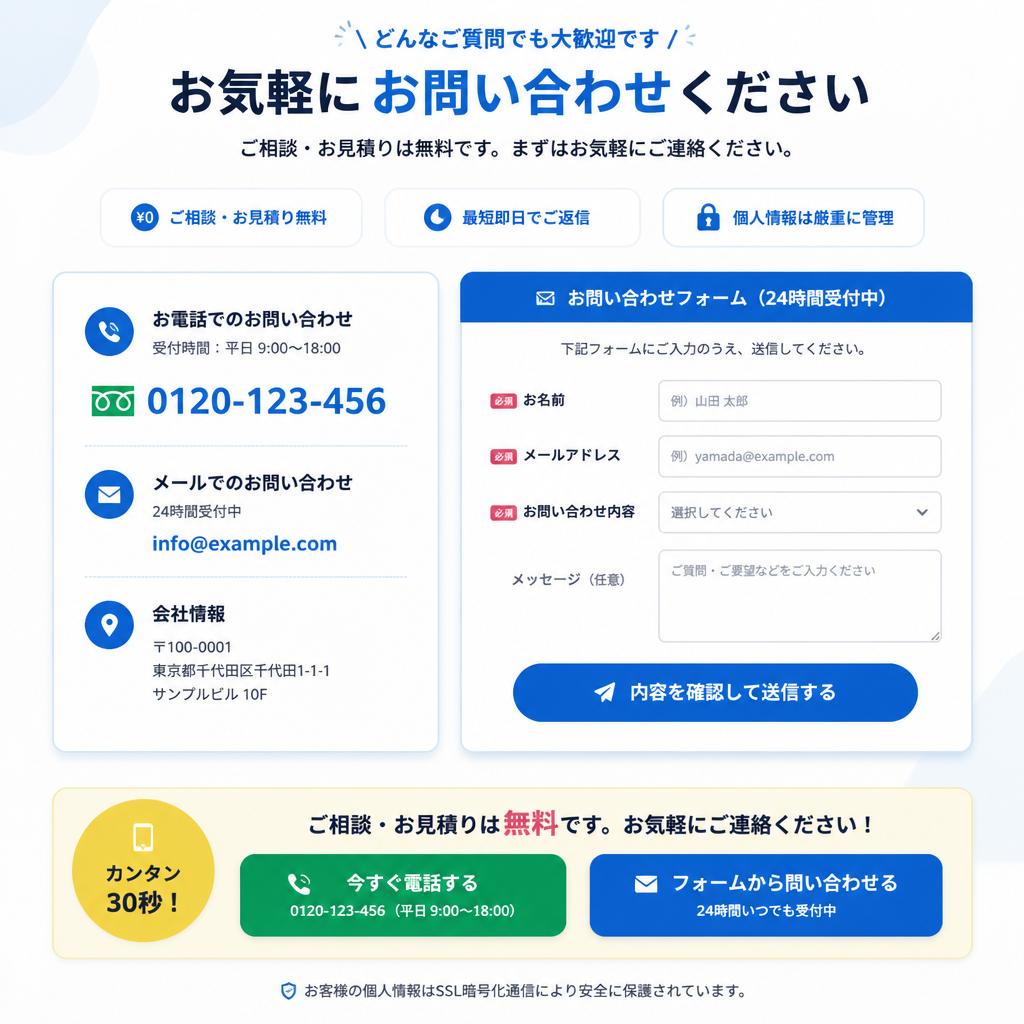 今すぐお問い合わせを！