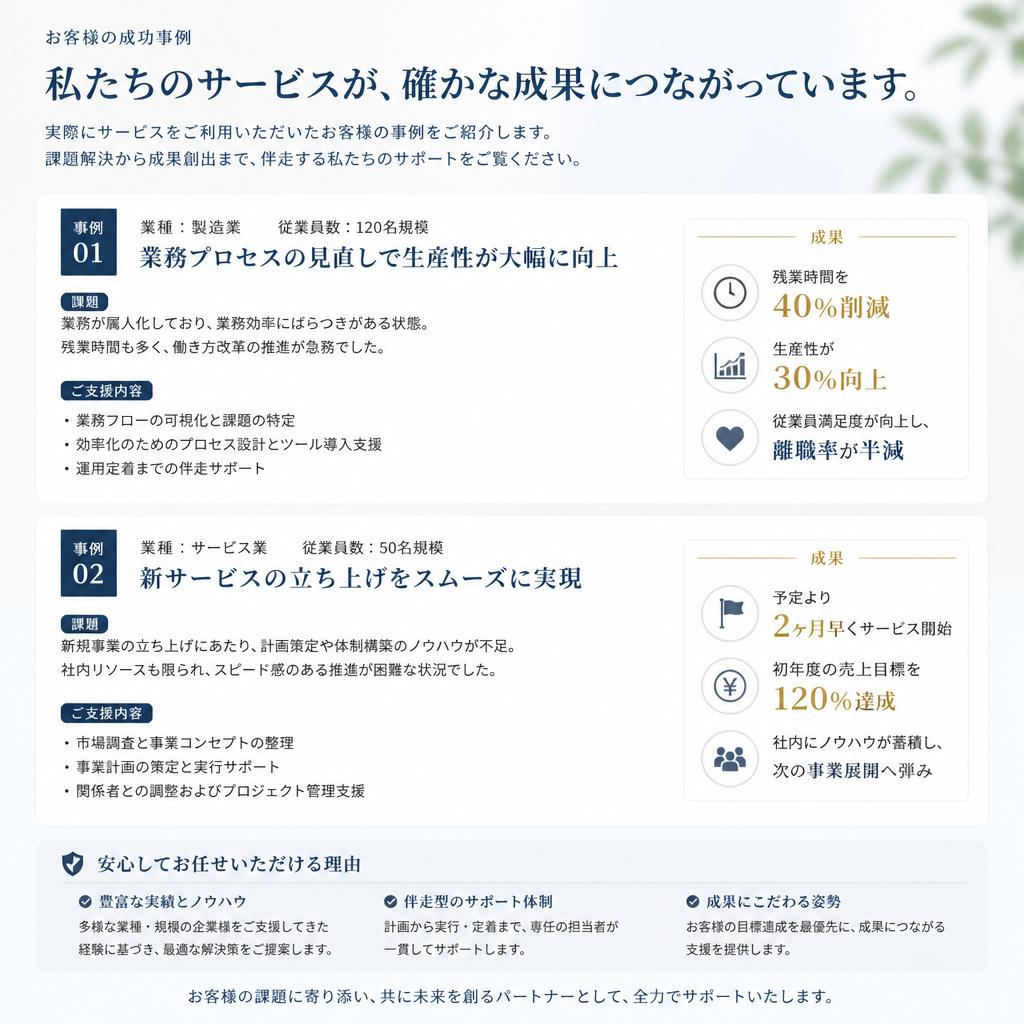お客様の声：成功事例の紹介