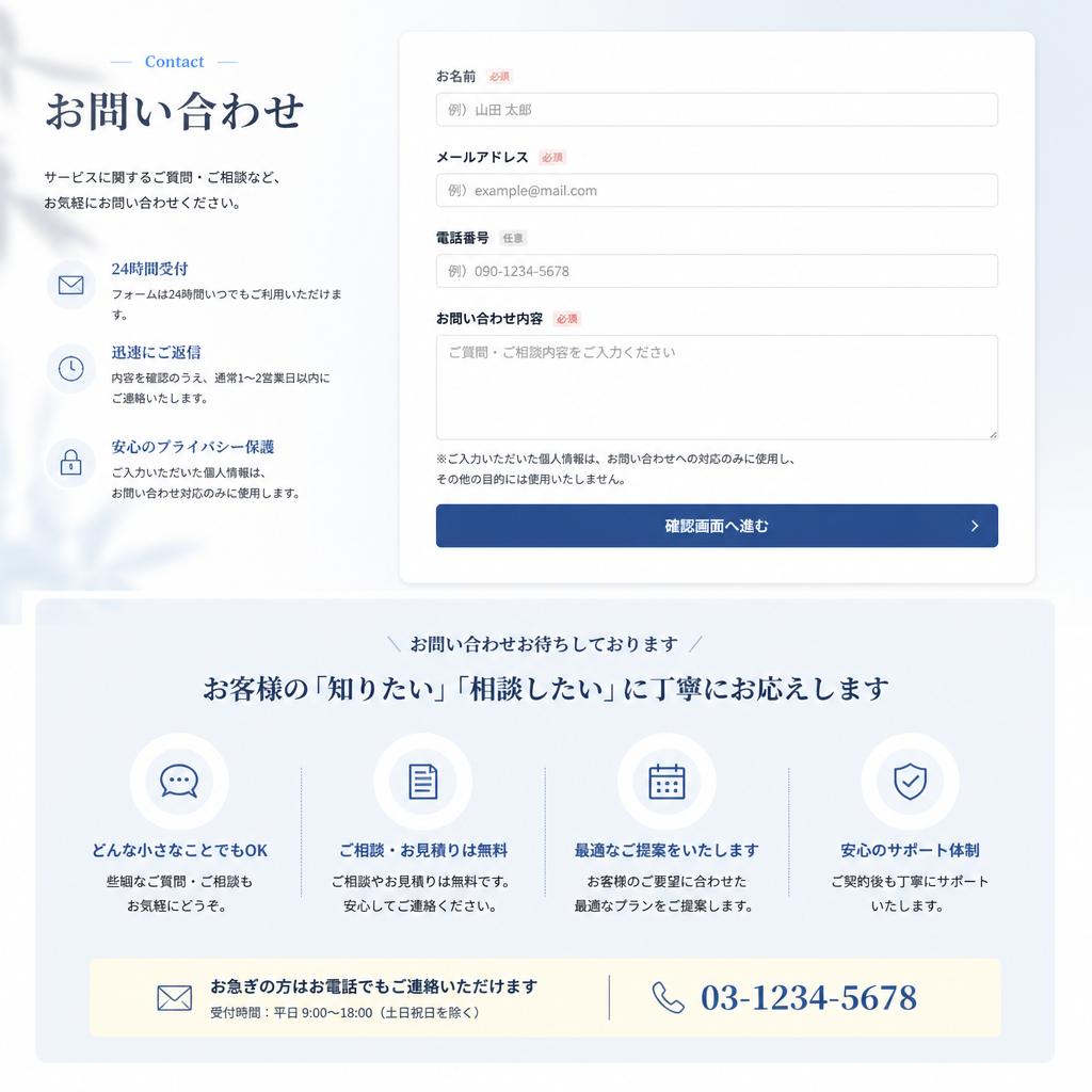 まずはお気軽にお問い合わせを！