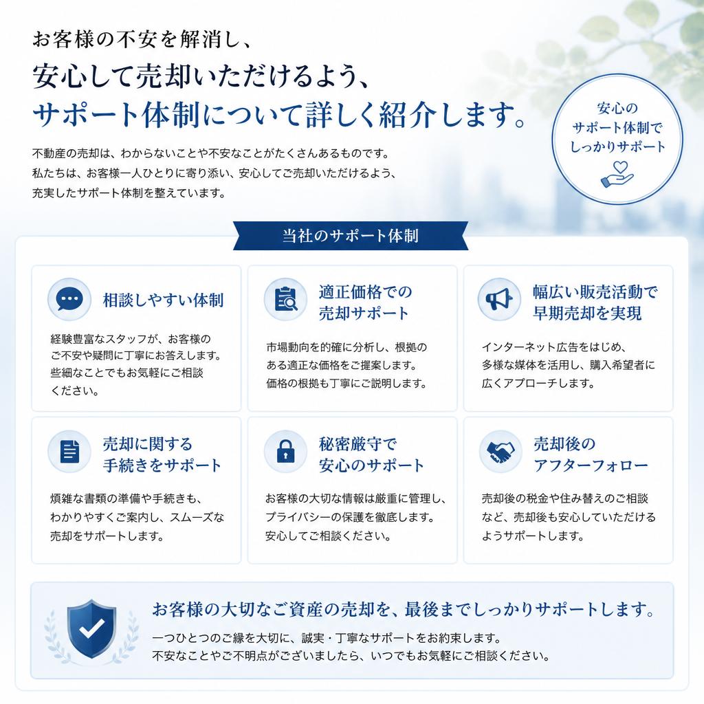 ご相談からお取引まで丁寧サポート