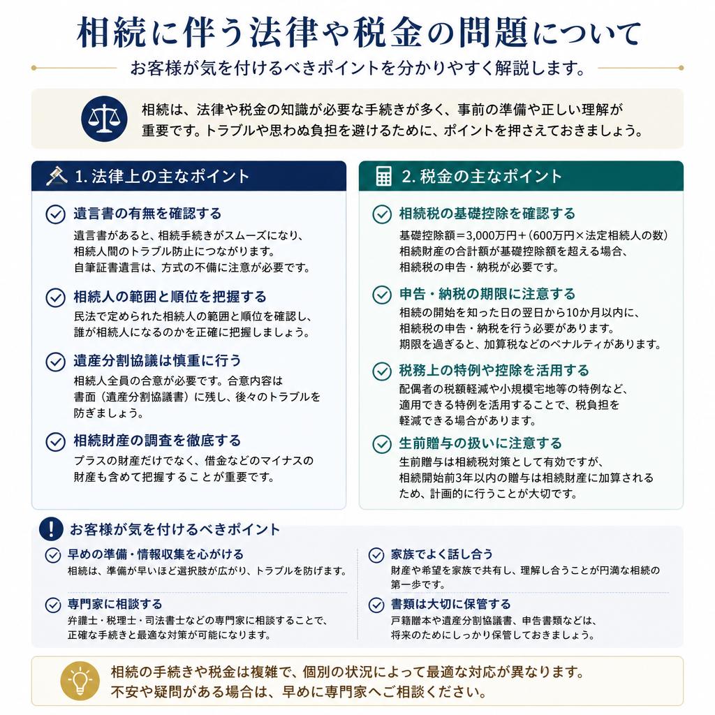 4. 相続手続きや法律の注意点