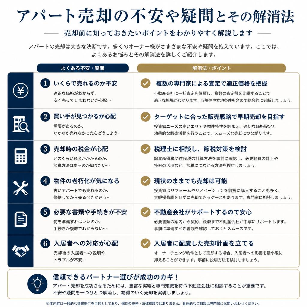 売却に関するよくある不安