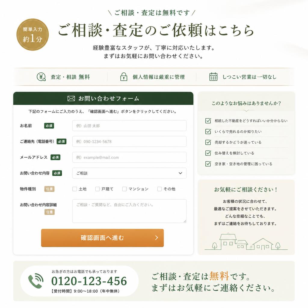 7. お問い合わせフォーム：今すぐご相談を！