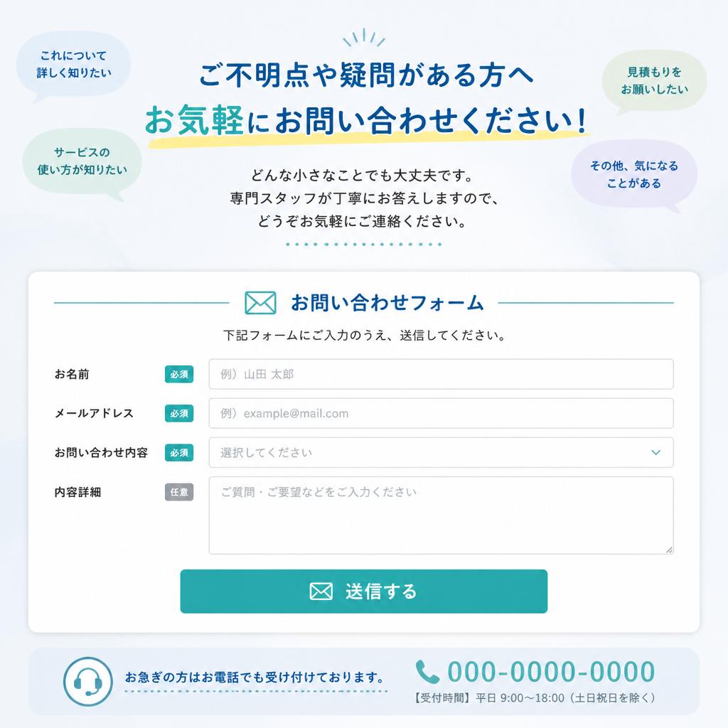 今すぐお問い合わせを！