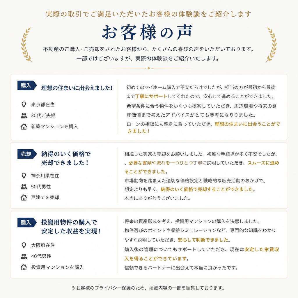 お客様の声 – 成功事例と体験談