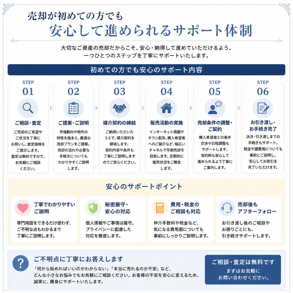 初めての売却でも安心のサポート