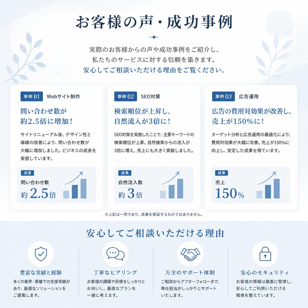 実績と信頼の証 - お客様の声